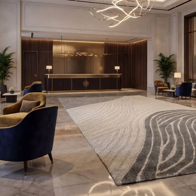 Lobby de hotel con tapete de alto tráfico