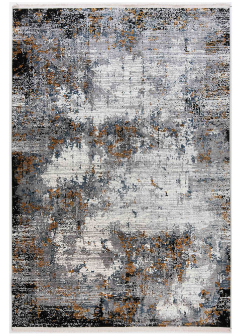 Tapete Moderno Gris con Diseño Abstracto en Bronce