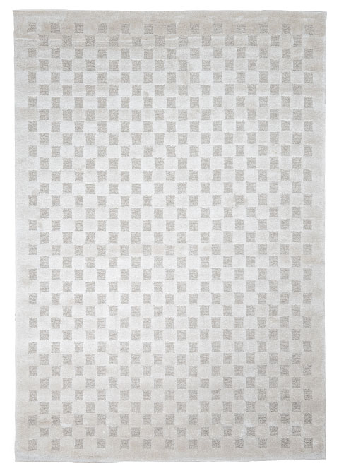 Tapete Moderno Neutro con Diseño a Cuadros