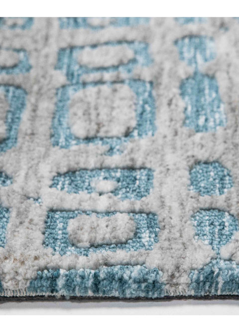 Tapete Moderno Gris con Diseño Abstracto en Azul, Colección BALLY - Vista alternativa