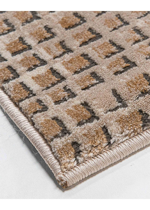 Tapete Moderno Neutro con Diseño de Cuadrícula en Café Colección BESNI - Vista alternativa