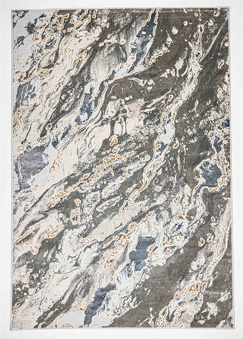 Tapete Moderno Gris con Diseño Abstracto en Dorado