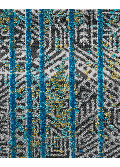 Tapete Moderno Gris con Diseño Geométrico en Azul - Vista alternativa