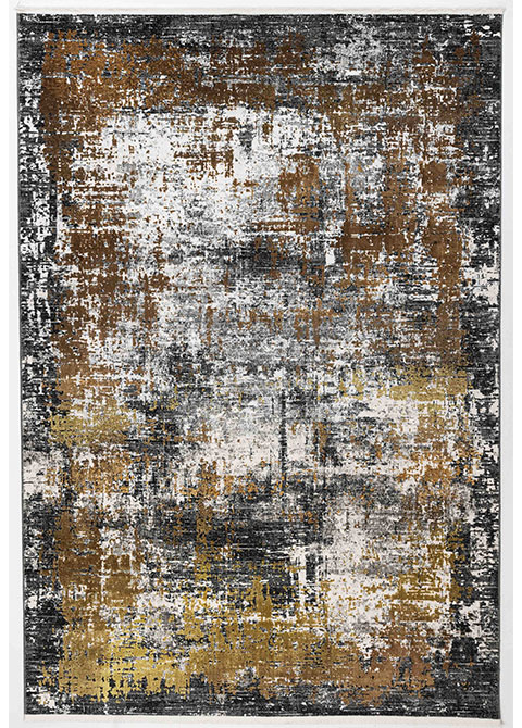 Tapete Moderno Neutro con Diseño Abstracto en Gris Oscuro y Bronce