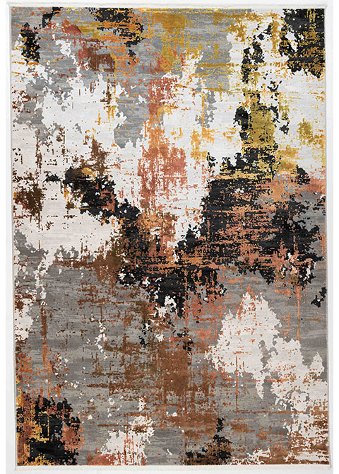 Tapete Moderno Gris con Diseño Abstracto en Cafe