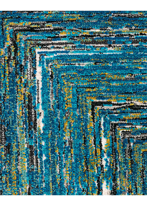 Tapete Moderno Azul con Diseño Geométrico en Gris Oscuro Colección CIVITA - Vista alternativa