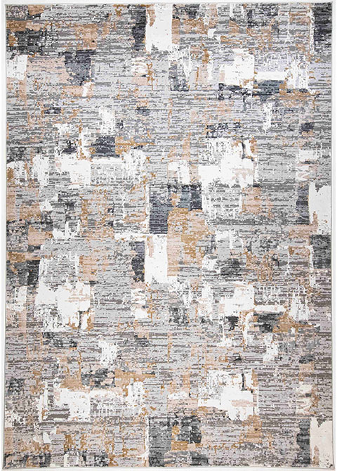 Tapete Moderno Gris con Diseño Abstracto en Gris Oscuro y Dorado