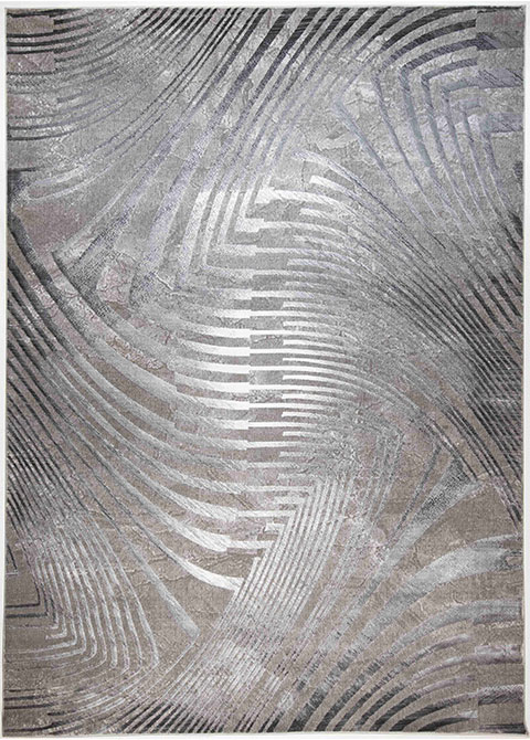 Tapete Moderno Beige con Diseño Abstracto en Gris Oscuro