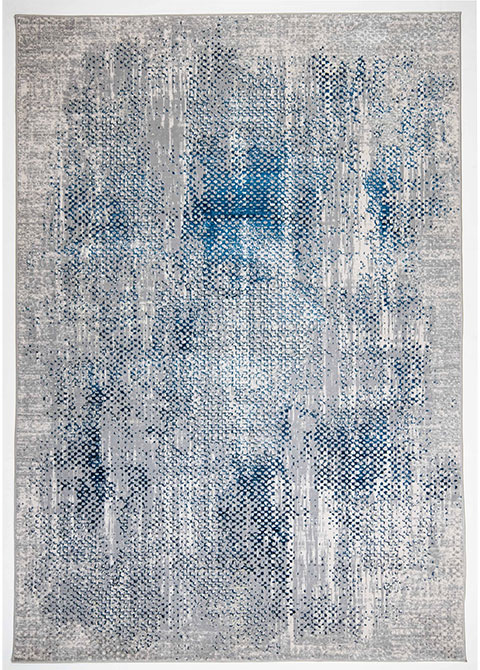 Tapete Moderno Gris con Diseño Abstracto en Azul Colección DENIZ