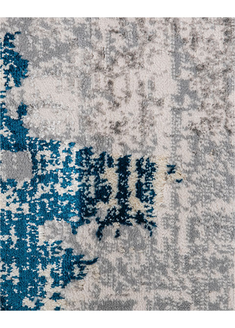 Tapete Moderno Gris con Diseño Abstracto en Azul - Vista alternativa