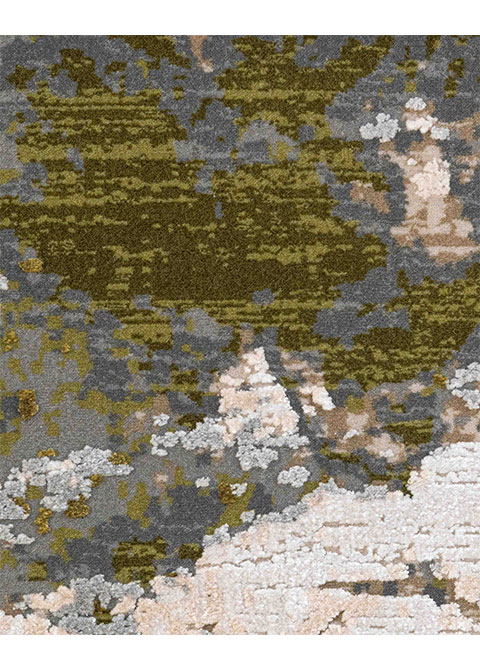 Tapete Moderno Neutro con Diseño Abstracto en Verde - Vista alternativa