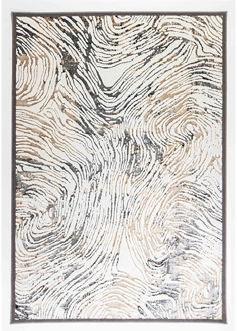 Tapete Moderno Neutro con Diseño Ondulado en Gris Oscuro y Cafe Colección FATIMA