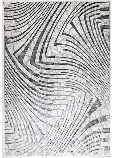 Tapete Moderno Neutro con Diseño Geométrico en Gris Oscuro Colección FATIMA