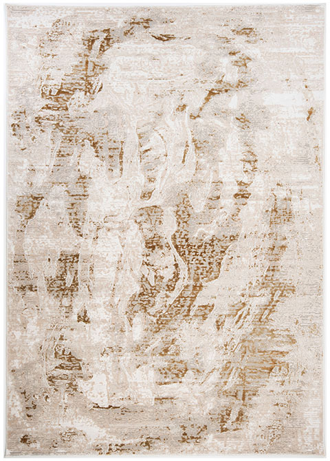 Tapete Moderno Neutro con Diseño Abstracto en Dorado Colección FIORA