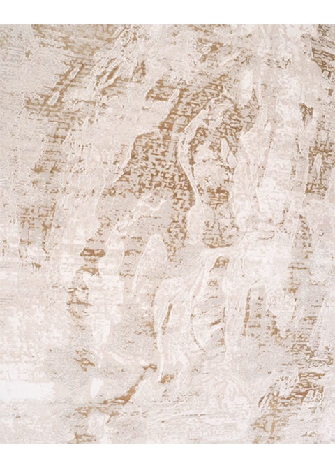 Tapete Moderno Neutro con Diseño Abstracto en Dorado Colección FIORA - Vista alternativa