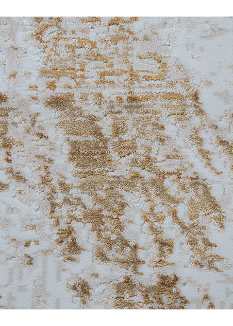 Tapete Moderno Neutro con Diseño Abstracto en Dorado Colección FIORA - Vista alternativa