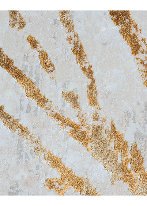 Tapete Moderno Neutro con Diseño Abstracto en Dorado Colección Fiora - Vista alternativa