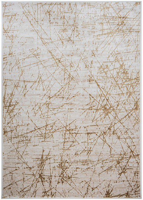 Tapete Moderno Neutro con Diseño Abstracto en Dorado Colección Fiora