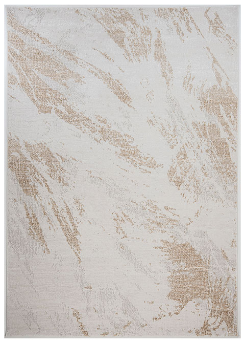 Tapete Moderno Neutro con Diseño Abstracto en Dorado Colección FIORA