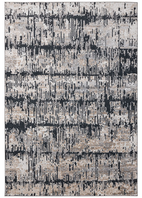 Tapete Moderno Beige con Diseño Abstracto en Gris Oscuro