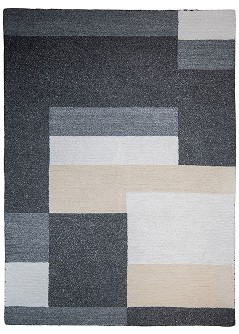 Tapete Moderno Gris Oscuro con Diseño Geométrico en Beige, Neutro y Gris