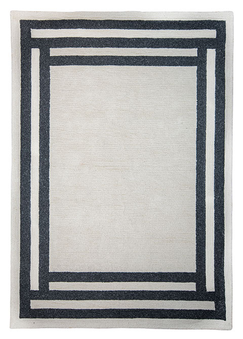 Tapete Moderno Neutro con Diseño de Marco en Gris Oscuro Colección KALI