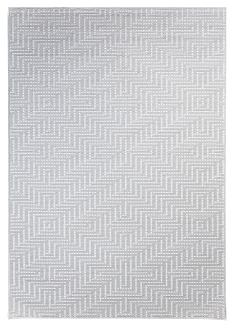Tapete Moderno Gris con Diseño Geométrico Abstracto en Blanco
