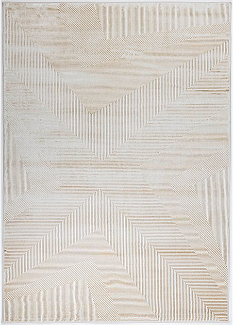 Tapete Moderno Neutro con Diseño Geométrico en Dorado, Colección LIVIA