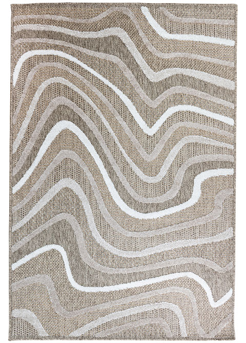 Tapete Moderno Neutro con Diseño Ondulado en Beige