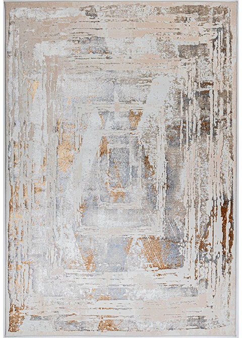 Tapete Moderno Neutro con Diseño Geométrico en Dorado