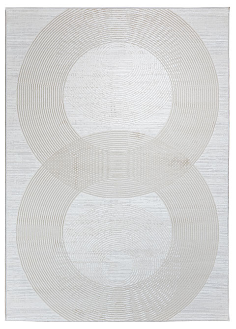 Tapete Moderno Neutro con Diseño Circular en Beige