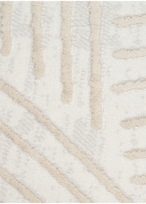 Tapete Moderno Neutro con Diseño Lineal Ondulado en Beige - Vista alternativa