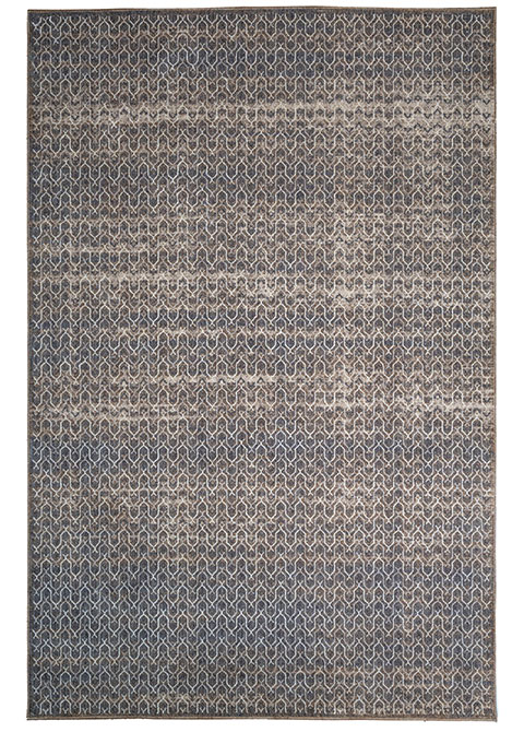 Tapete Moderno Azul con Diseño Geométrico en Beige