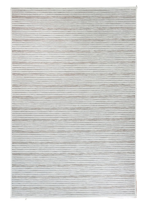 Tapete Contemporáneo Neutro con Diseño de Rayas en Gris