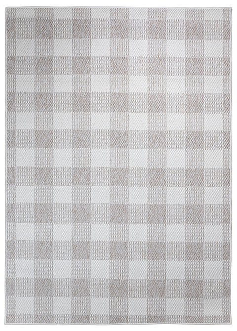 Tapete Moderno Neutro con Diseño a Cuadros en Cafe