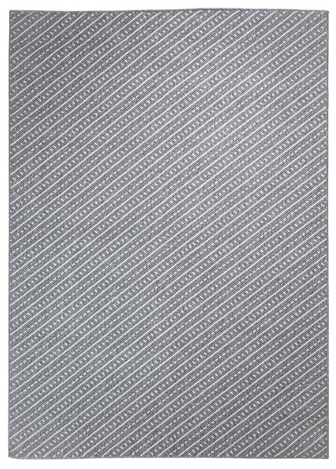 Tapete Contemporáneo Gris con Diseño a Rayas en Plata