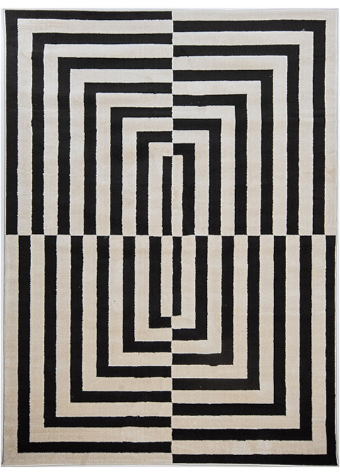 Tapete Moderno Beige con Diseño Geométrico en Gris Oscuro OPTIKA