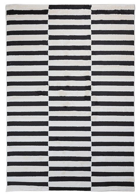 Tapete Moderno Beige con Diseño a Rayas en Gris Oscuro OPTIKA