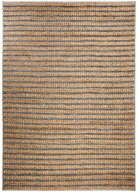 Tapete Texturizado Beige con Diseño a Rayas en Gris Oscuro