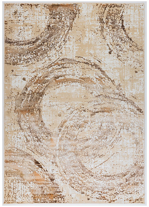 Tapete Moderno Beige con Diseño Abstracto Circular en Cafe PIAVE