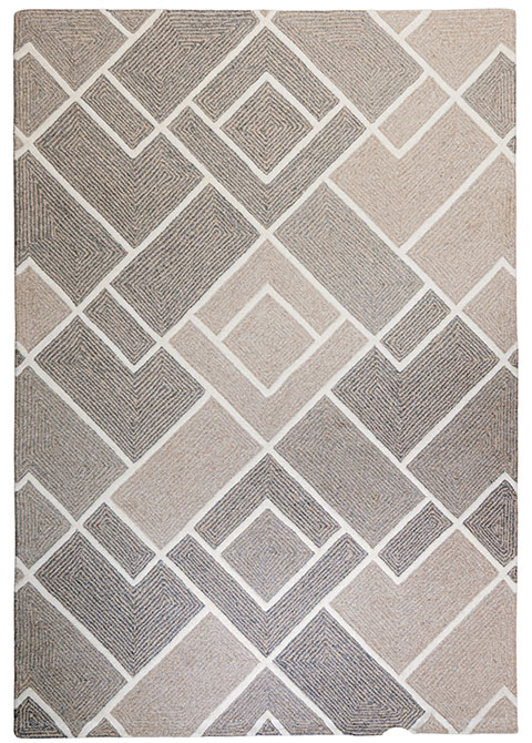 Tapete Moderno Beige con Diseño Geométrico en Gris