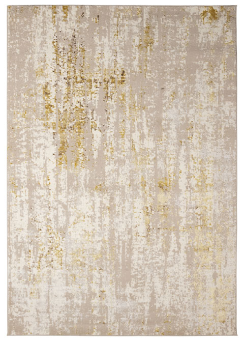 Tapete Moderno Beige con Diseño Abstracto en Dorado SIBEL