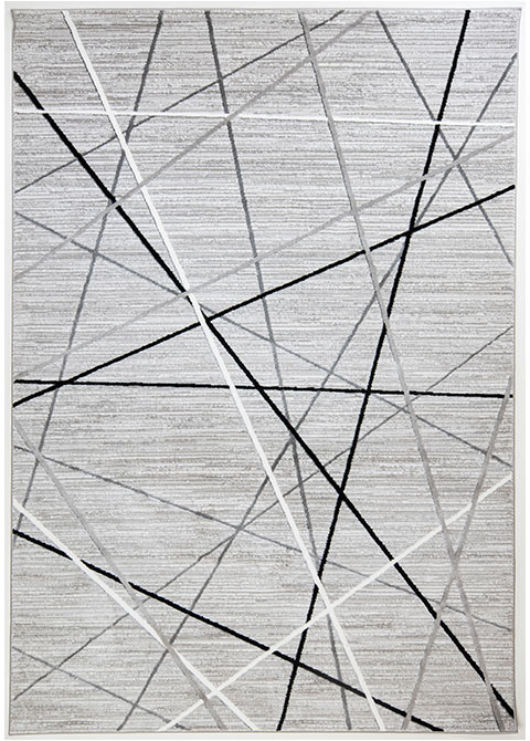 Tapete Moderno Gris con Diseño Abstracto en Gris Oscuro y Blanco, Colección SESIA