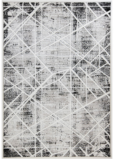 Tapete Moderno Gris con Diseño Geométrico en Blanco