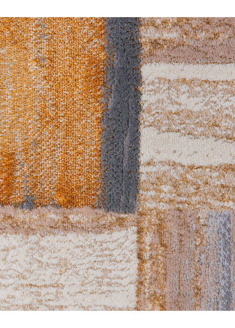 Tapete Moderno Beige con Diseño de Bloques en Gris Oscuro - Vista alternativa