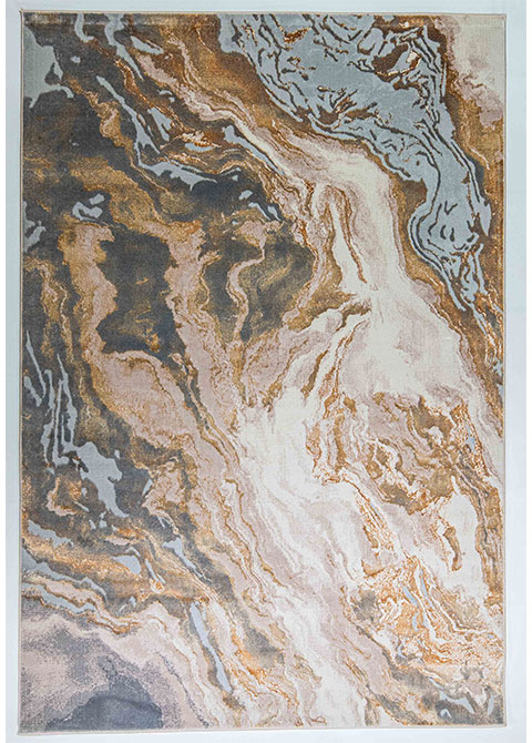 Tapete Moderno Neutro con Diseño Abstracto en Bronce, Colección TERRA