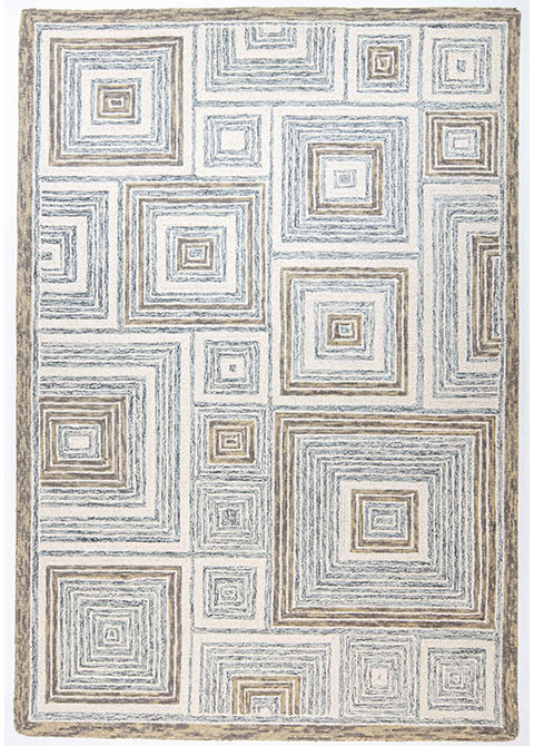 Tapete Moderno Neutro con Diseño de Cuadrados en Gris