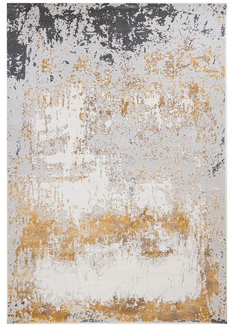 Tapete Moderno Gris con Diseño Abstracto en Dorado Colección VELEKA