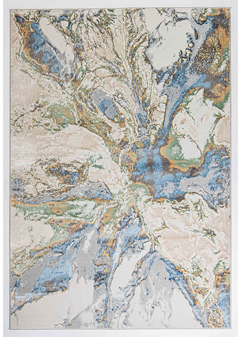 Tapete Abstracto Neutro con Diseño Marmoleado en Azul, Colección ZARIA