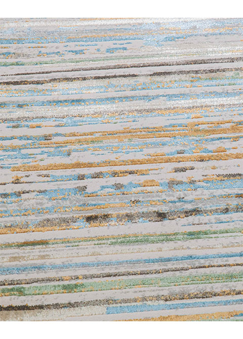 Tapete Moderno Neutro con Diseño Lineal en Azul y Cafe Colección ZARIA - Vista alternativa